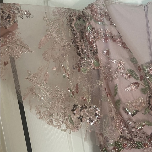 Mac Duggal Pink Floral Sequin Maxi Dress - Picture 9 of 17